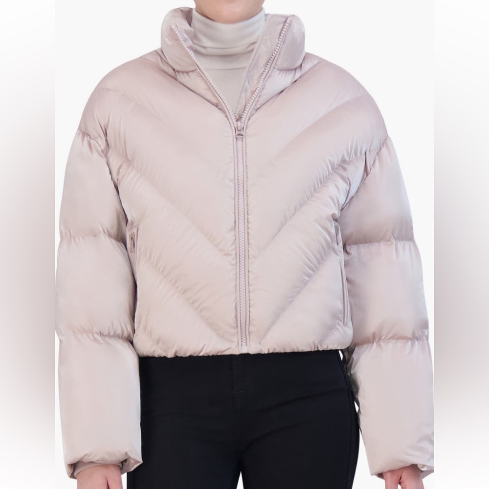 NWT Hudson Jeans Women’s Cropped Chevron Quilted Puffer Jacket Size XL